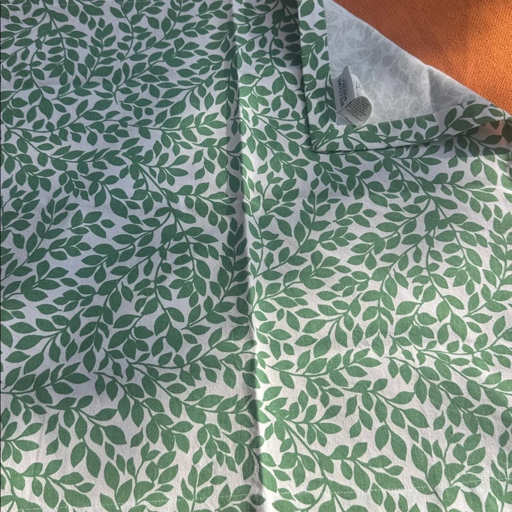 Williams Sonoma White Pillow Cover with Green Leaf Print